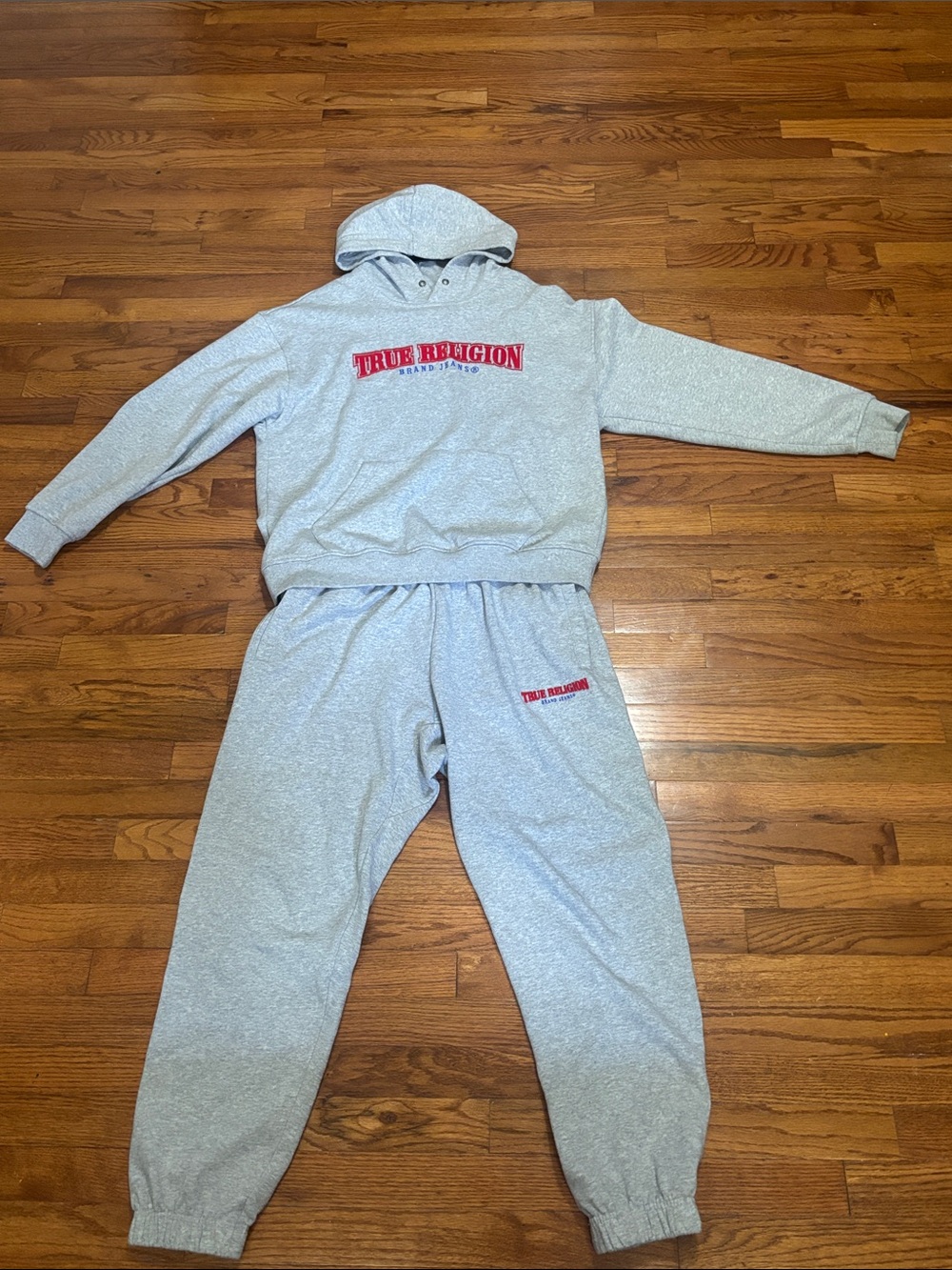 True Religion Kids Light Gray Sweatpants with Red Logo